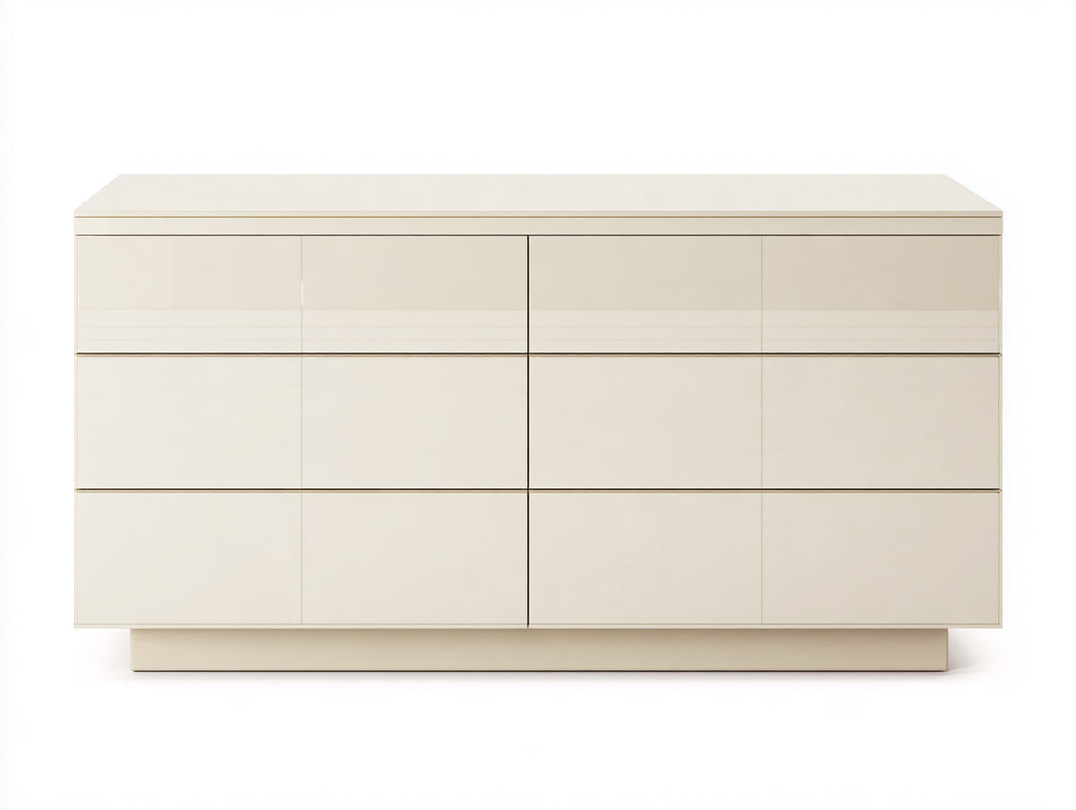 Commode - panneaux de bois - 160 x 45 x 85 cm - ivoire - style contemporain