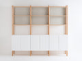 Bibliothèque - bois - panneaux - 240 x 40 x 190 cm - blanc-bois clair - style moderne