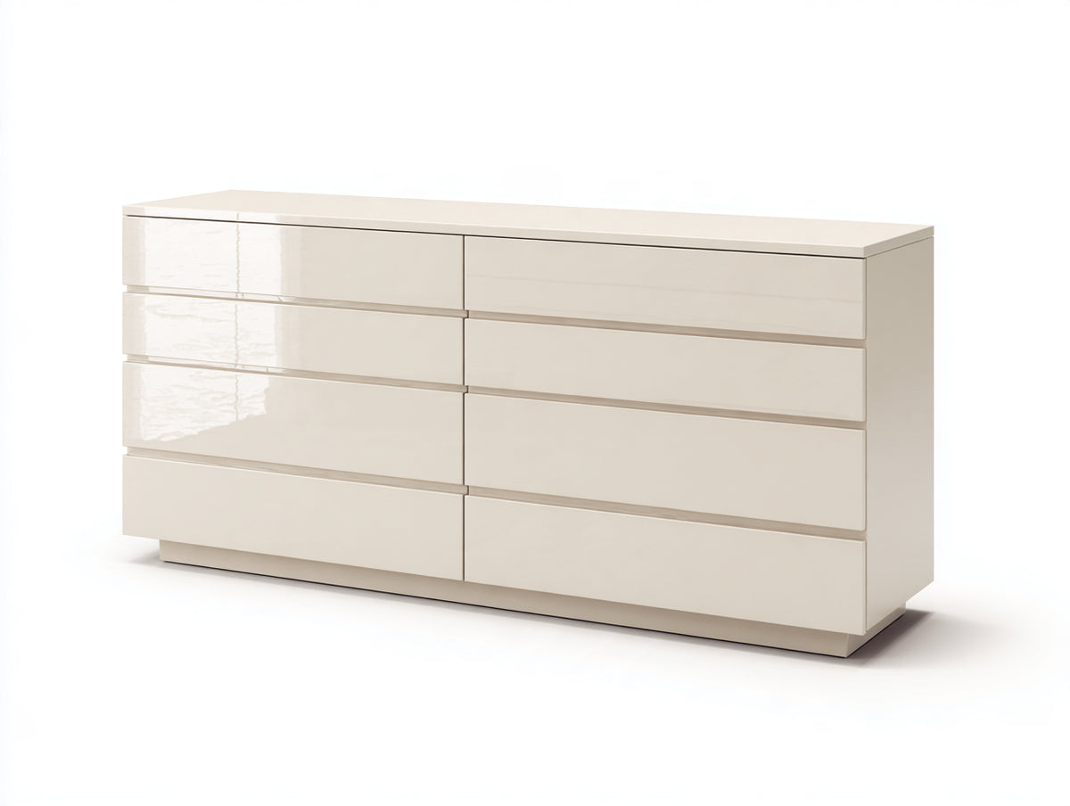 Commode - panneaux de bois - 165 x 45 x 82 cm - blanc cassé - style moderne