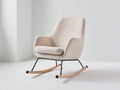 Fauteuil à bascule - tissu bouclé-métal-bois - 87 x 82 x 101 cm - crème-noir-bois naturel - design contemporain à dossier haut