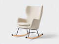 Fauteuil à bascule - tissu bouclé-métal-bois - 90 x 84 x 110 cm - crème-noir-bois naturel - design contemporain à dossier haut