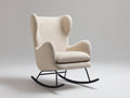 Fauteuil à bascule - tissu bouclé-métal - 92 x 84 x 108 cm - crème-noir - design contemporain à dossier haut