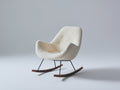 Fauteuil à bascule - tissu bouclé-métal-bois - 86 x 83 x 97 cm - crème-noir-bois foncé - design minimaliste enveloppant