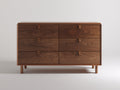 Commode - bois - 145 x 45 x 82 cm - brun noyer - style milieu du siècle