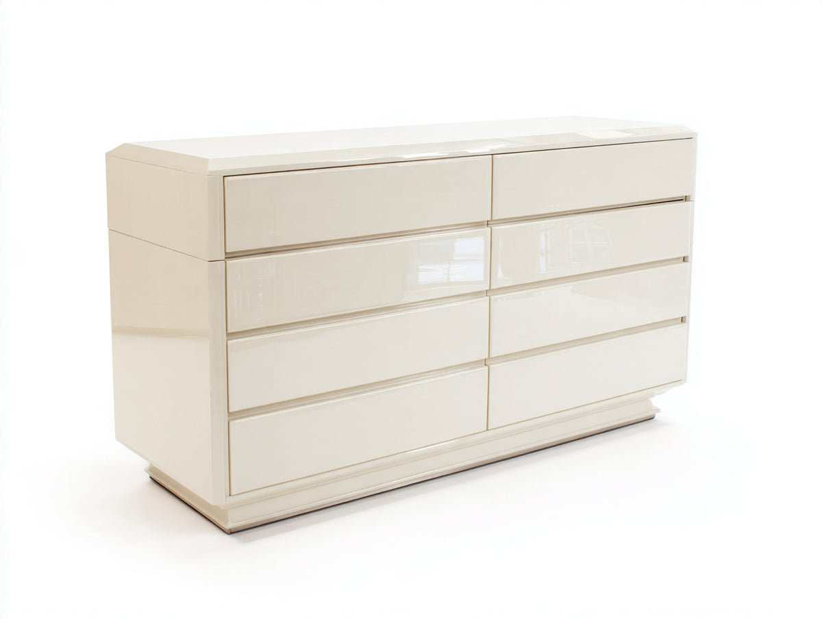 Commode - panneaux de bois - 155 x 45 x 85 cm - blanc cassé - style contemporain
