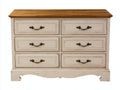Commode - bois-métal - 120 x 45 x 85 cm - blanc cassé-naturel - style campagne vintage