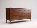 Commode - bois - 165 x 48 x 88 cm - brun noyer - style milieu du siècle
