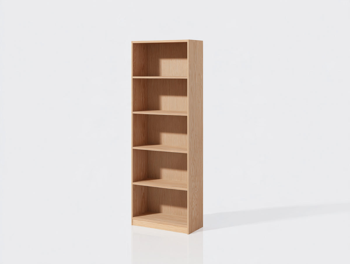 Bibliothèque - bois-panneaux - 65 x 30 x 180 cm - bois clair - style moderne minimaliste