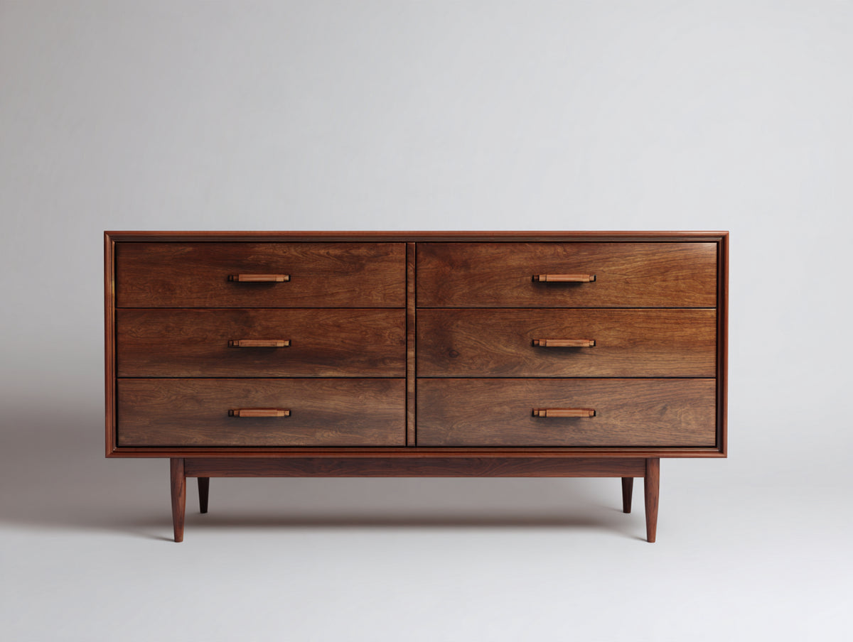 Commode - bois - 150 x 45 x 85 cm - brun foncé - style milieu du siècle