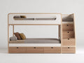 Lits superposés - bois - 255 x 105 x 180 cm - blanc-naturel - style contemporain avec escalier intégré
