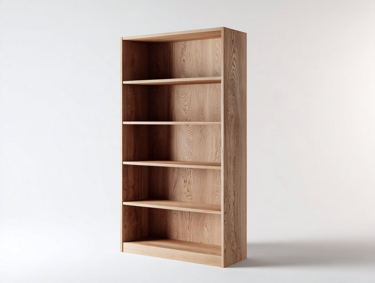 Bibliothèque - bois-panneaux - 100 x 35 x 190 cm - bois clair - style moderne naturel