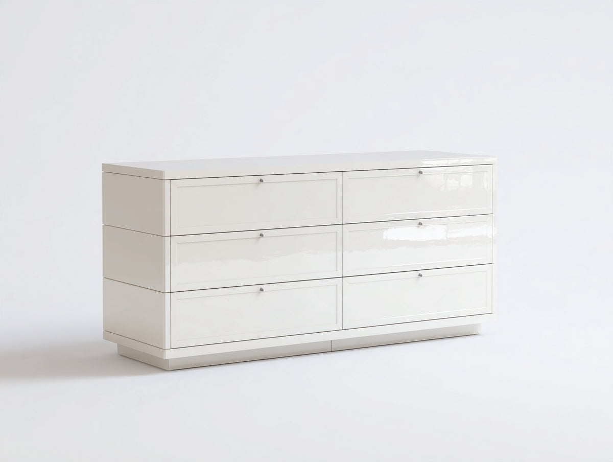Commode - panneaux de bois - 160 x 45 x 82 cm - blanc - style moderne