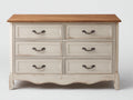 Commode - bois-métal - 125 x 45 x 85 cm - blanc cassé-naturel - style campagne vintage