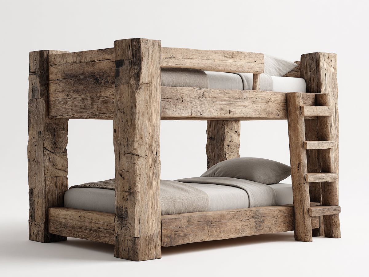 Lits superposés - bois massif - 205 x 108 x 182 cm - naturel-brun clair - style rustique