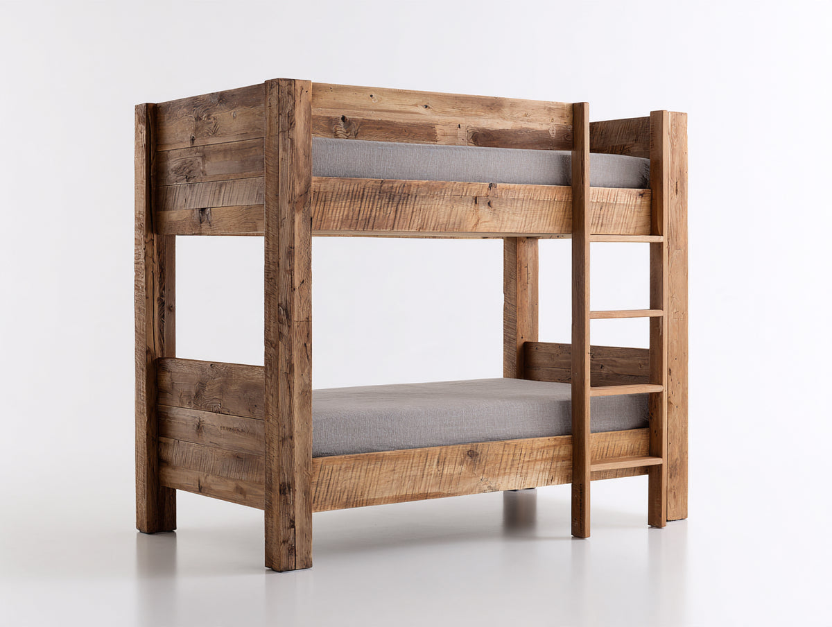 Lits superposés - bois massif - 205 x 105 x 178 cm - naturel-brun - style rustique