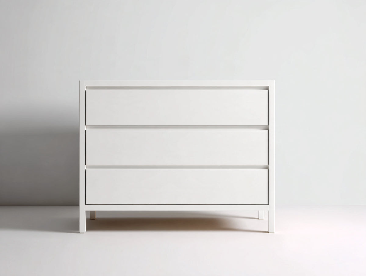 Commode - panneaux de bois - 95 x 42 x 88 cm - blanc - style minimaliste