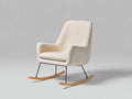 Fauteuil à bascule - tissu bouclé-métal-bois - 84 x 80 x 102 cm - crème-noir-bois naturel - design minimaliste à dossier haut